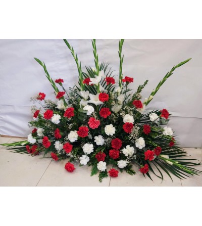 centro para funeral rojo y blanco centro para funeral rojo y blanco