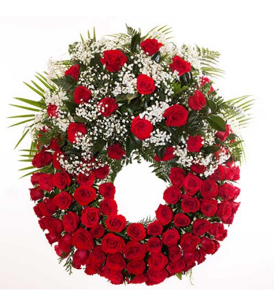 corona mortuoria de rosas